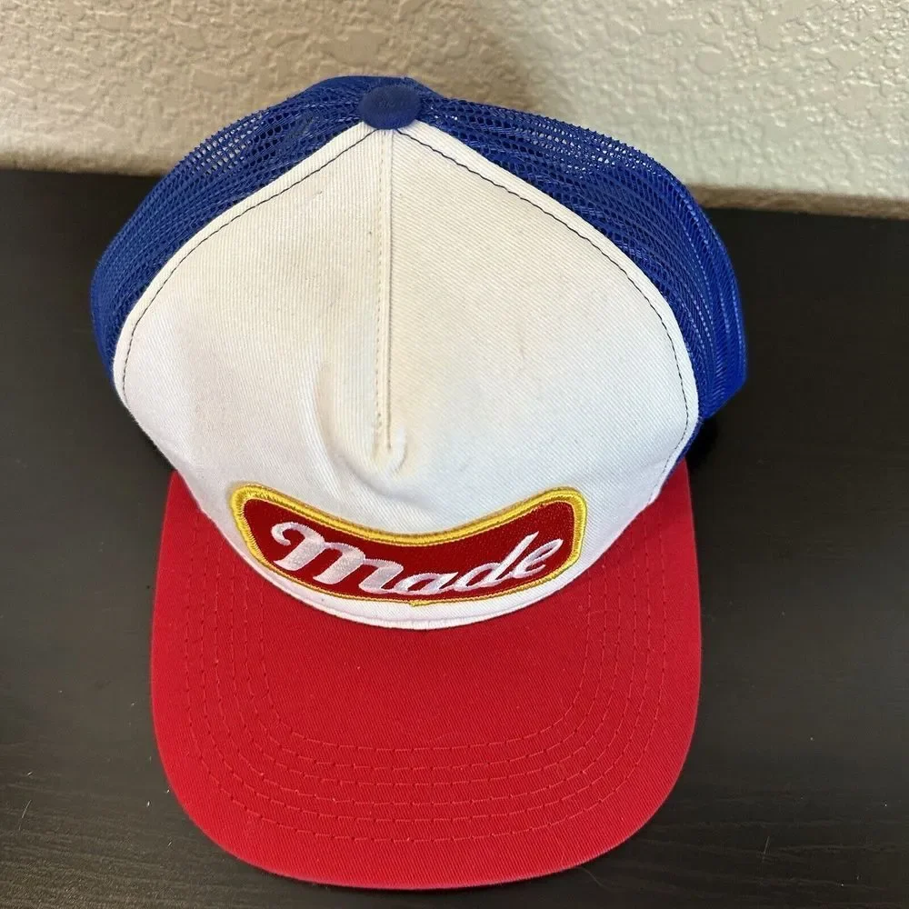 Vintage American Made Trucker Gap Mesh Back Adjustable Made Patch USA Red Blue